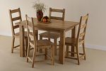 4ft x 2ft 8" Solid Oak Dining Table with 4 Solid Oak Chairs